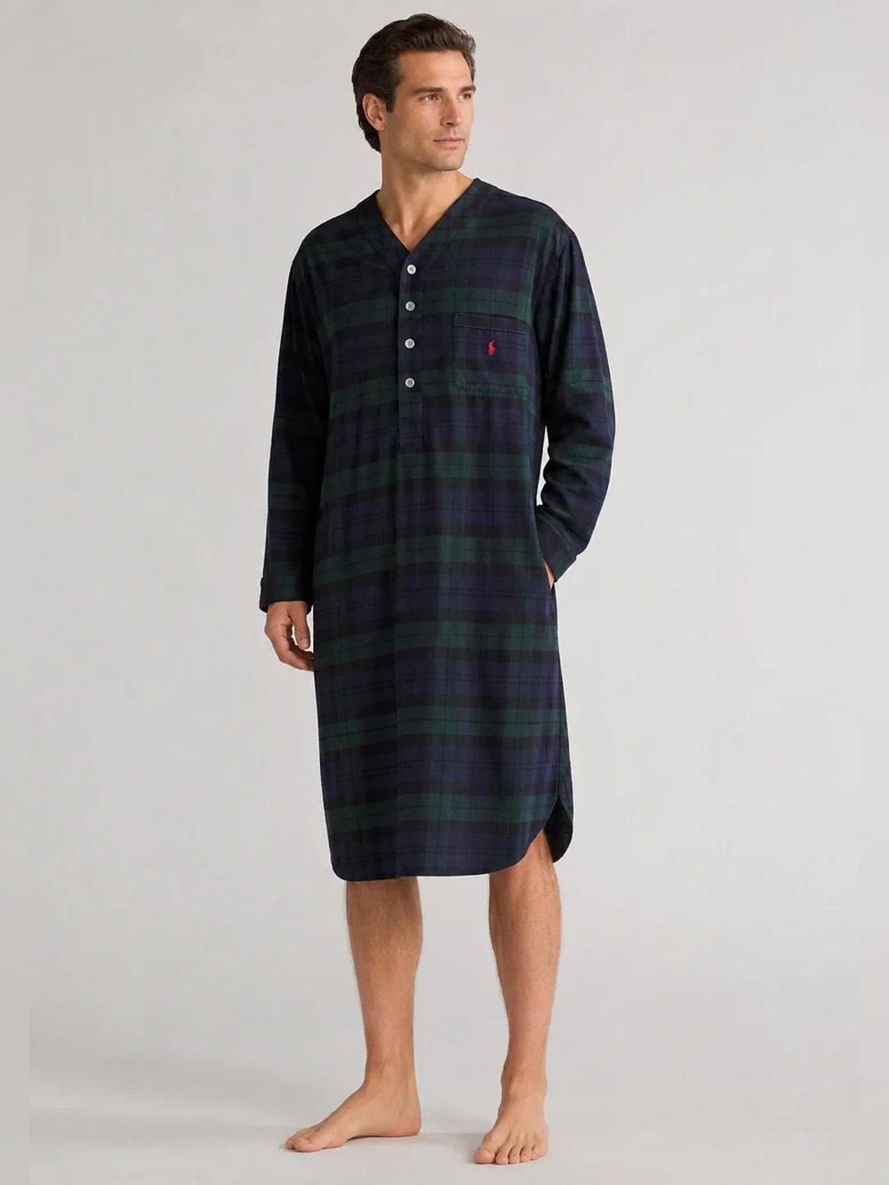Polo Ralph Lauren Men’s Black Watch Plaid Cotton Nightshirt Size L